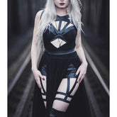 Gothic Split Long Dress, Sexy Vestido Bustier For Women - Wonder Skull